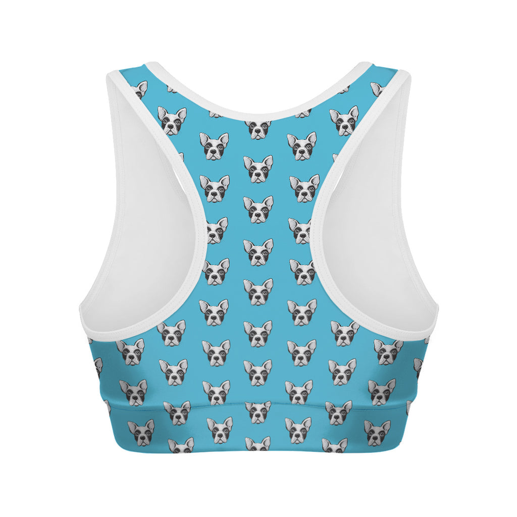 French Bulldog Faces Pattern Print Women's Sports Bra