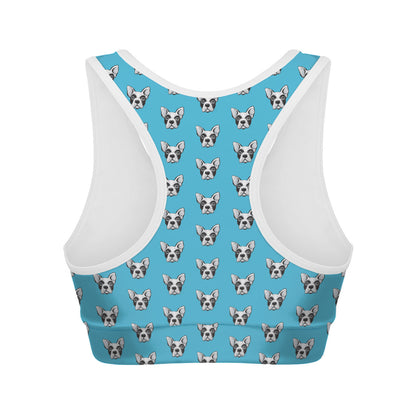 French Bulldog Faces Pattern Print Women's Sports Bra