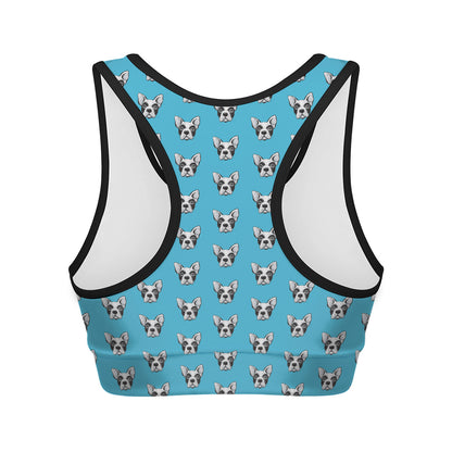 French Bulldog Faces Pattern Print Women's Sports Bra