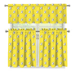 French Bulldog Puppy With Baseball Print 3 Piece Kitchen Curtains