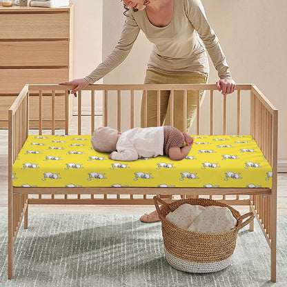 French Bulldog Puppy With Baseball Print Baby Crib Sheet