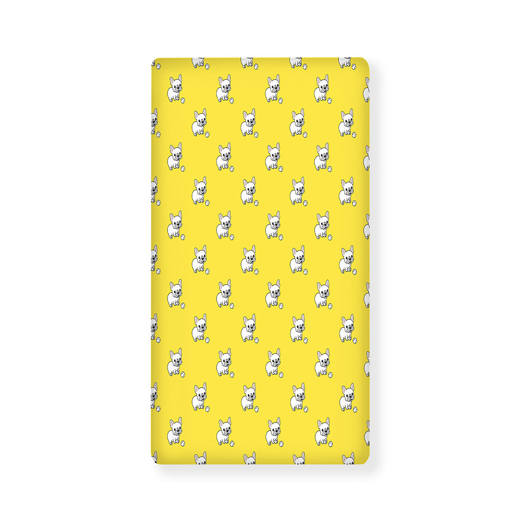 French Bulldog Puppy With Baseball Print Baby Crib Sheet
