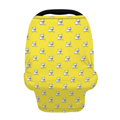 French Bulldog Puppy With Baseball Print Baby Seat Cover