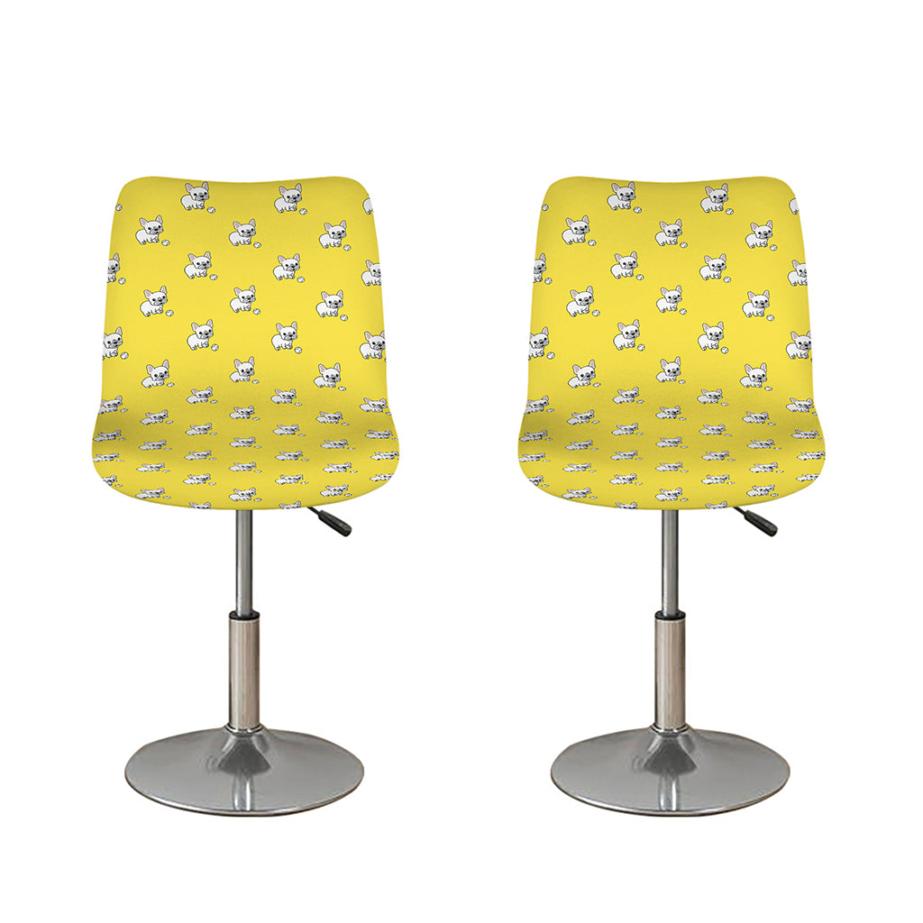 French Bulldog Puppy With Baseball Print Bar Stool Covers