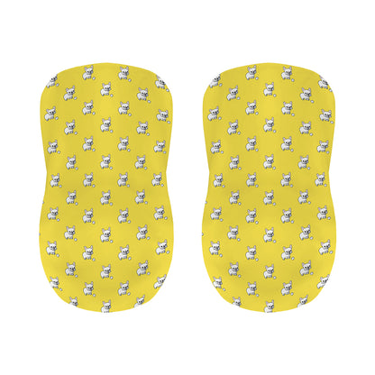 French Bulldog Puppy With Baseball Print Bar Stool Covers