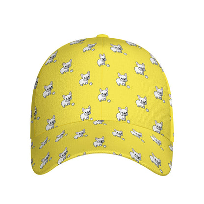 French Bulldog Puppy With Baseball Print Baseball Cap