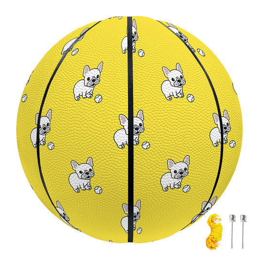 French Bulldog Puppy With Baseball Print Basketball
