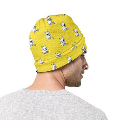 French Bulldog Puppy With Baseball Print Beanie