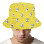 French Bulldog Puppy With Baseball Print Bucket Hat
