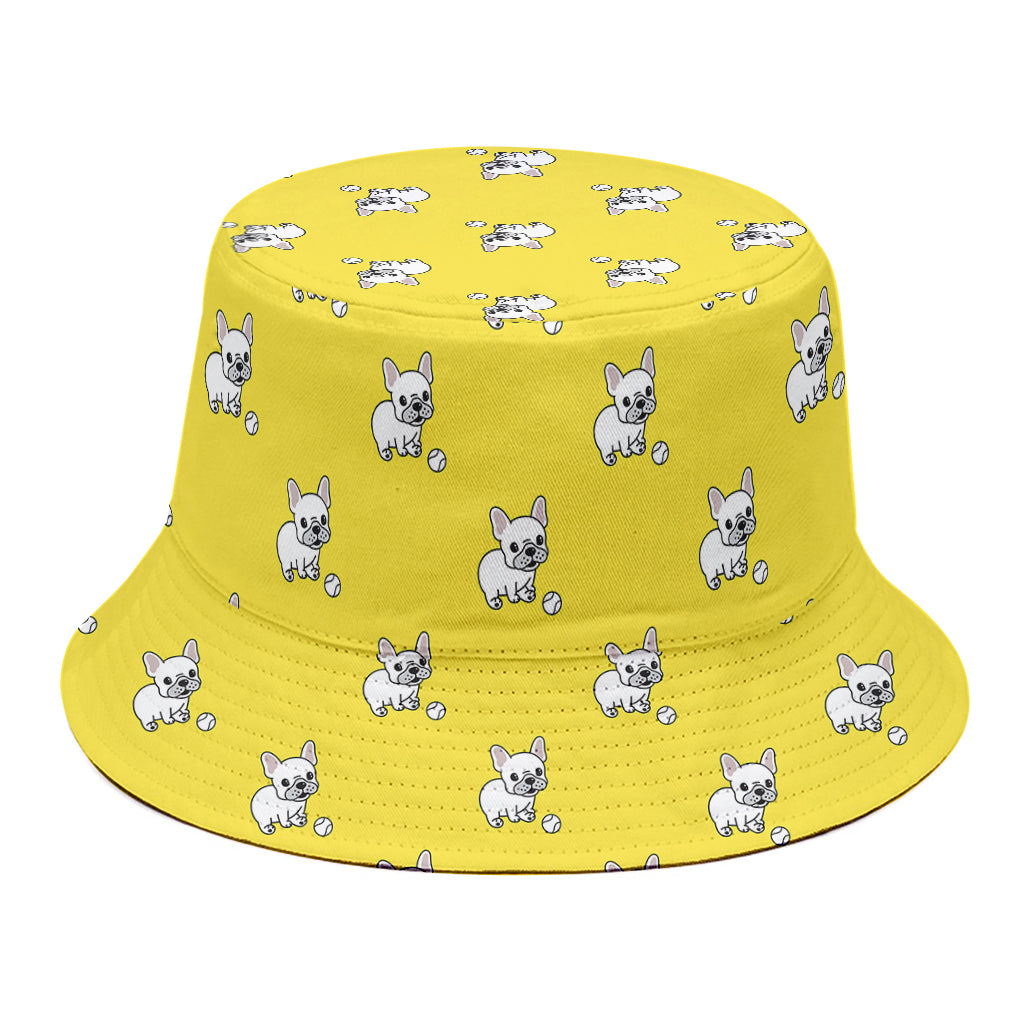 French Bulldog Puppy With Baseball Print Bucket Hat