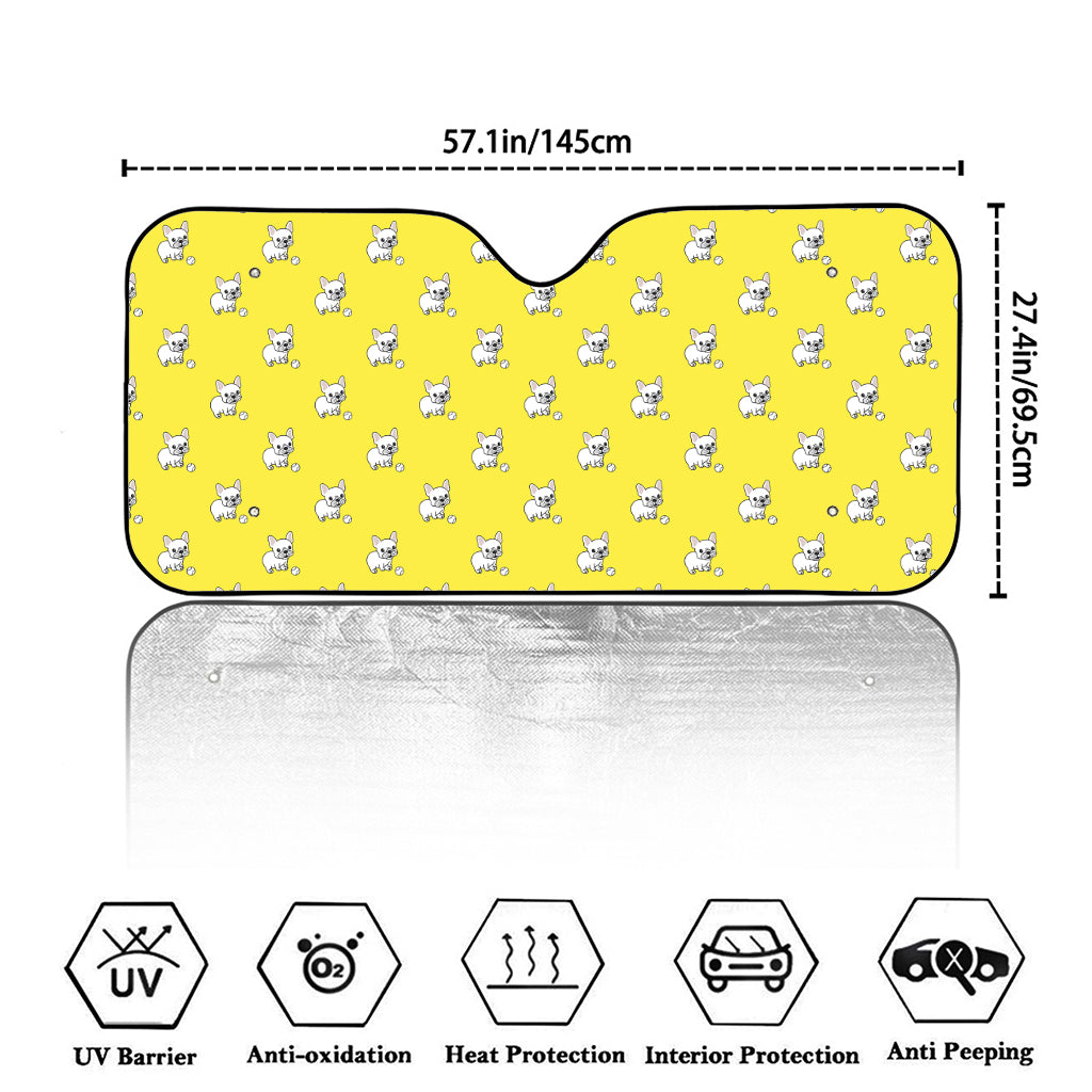 French Bulldog Puppy With Baseball Print Car Windshield Sun Shade