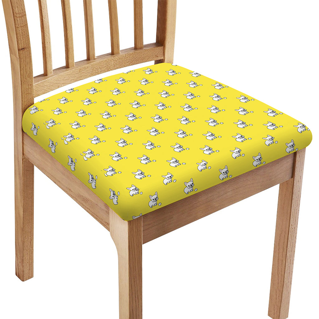 French Bulldog Puppy With Baseball Print Chair Cushion Cover