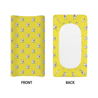French Bulldog Puppy With Baseball Print Changing Pad Cover