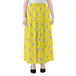 French Bulldog Puppy With Baseball Print Chiffon Maxi Skirt