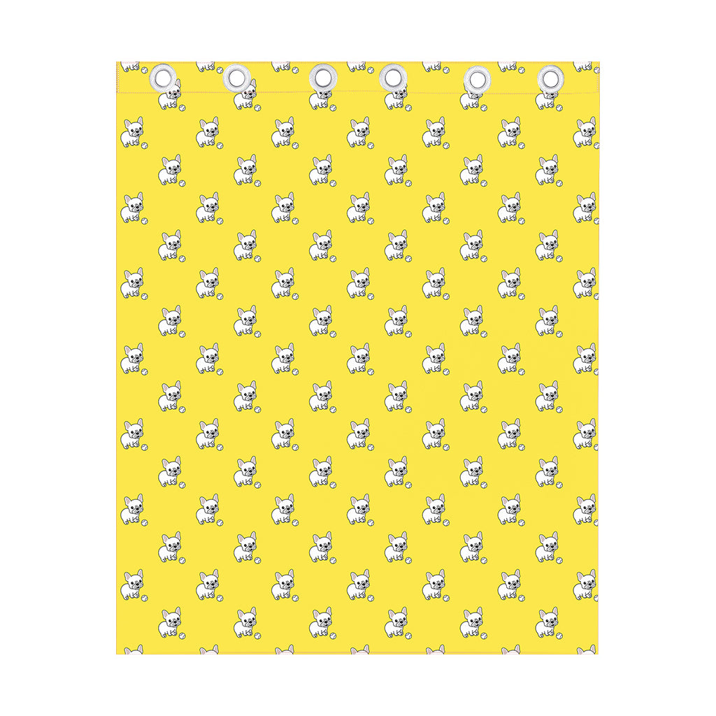 French Bulldog Puppy With Baseball Print Curtain