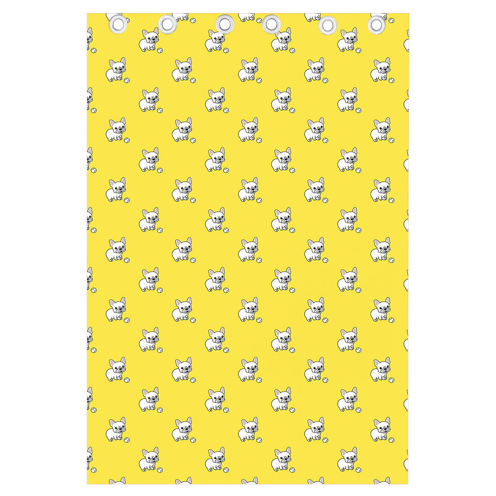 French Bulldog Puppy With Baseball Print Curtain