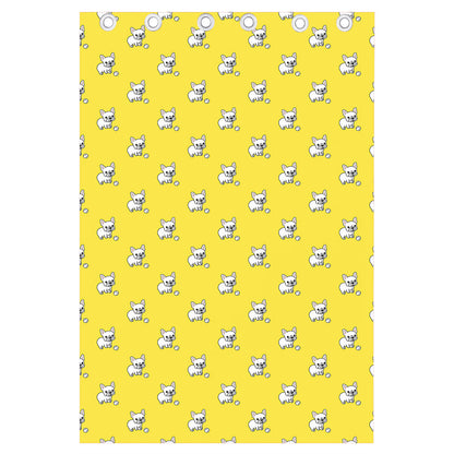 French Bulldog Puppy With Baseball Print Curtain