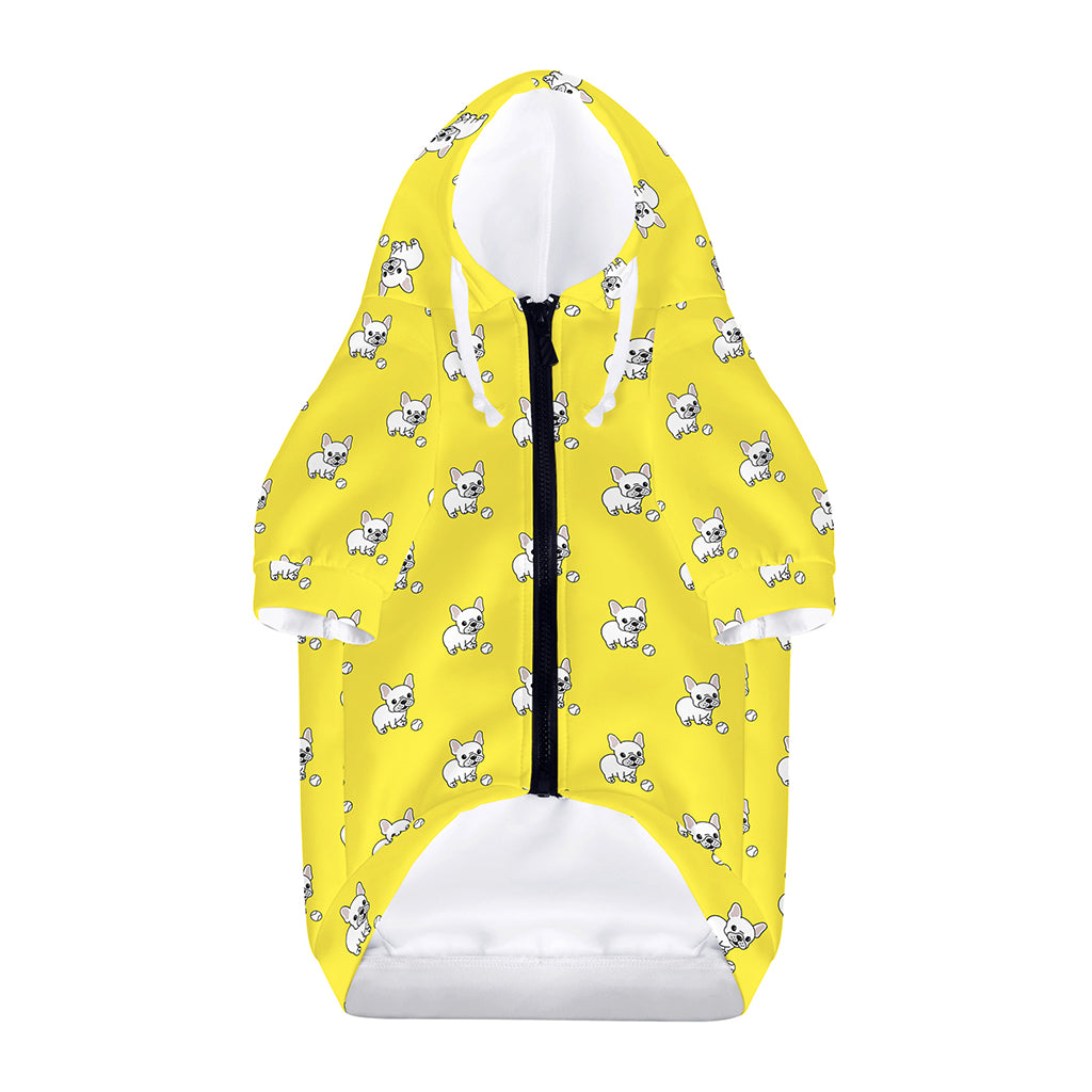 French Bulldog Puppy With Baseball Print Dog Zip Up Hoodie