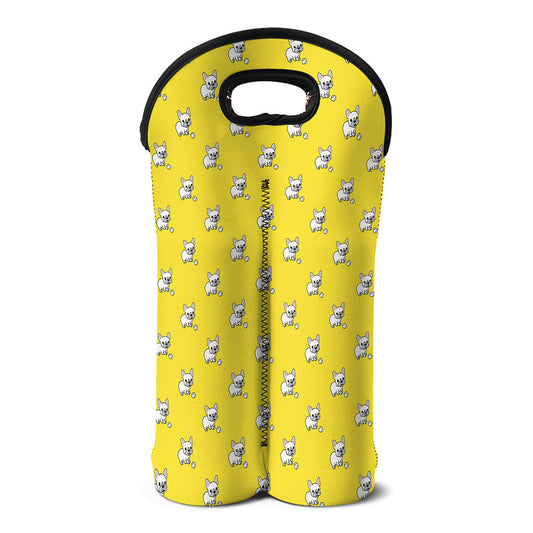 French Bulldog Puppy With Baseball Print Double Neoprene Wine Tote