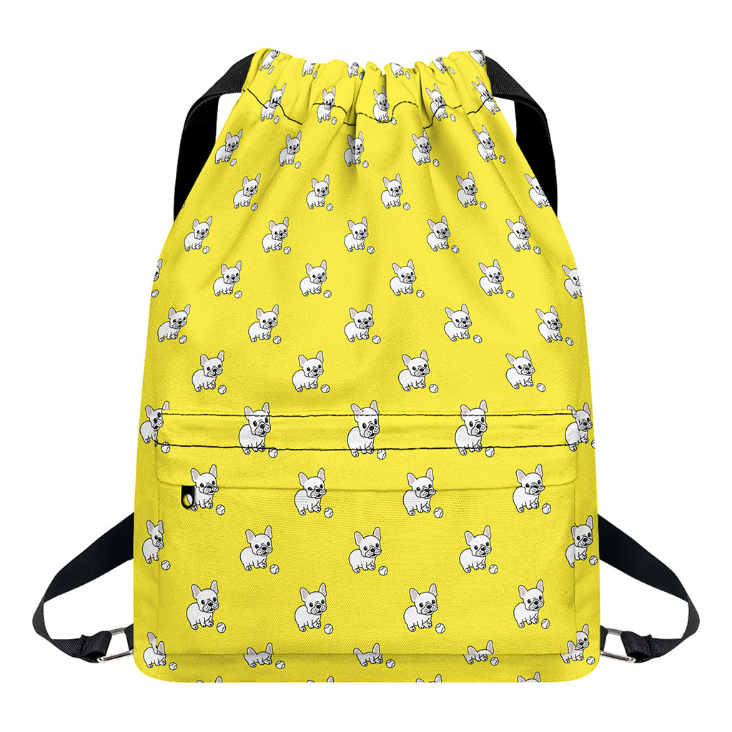 French Bulldog Puppy With Baseball Print Drawstring Backpack
