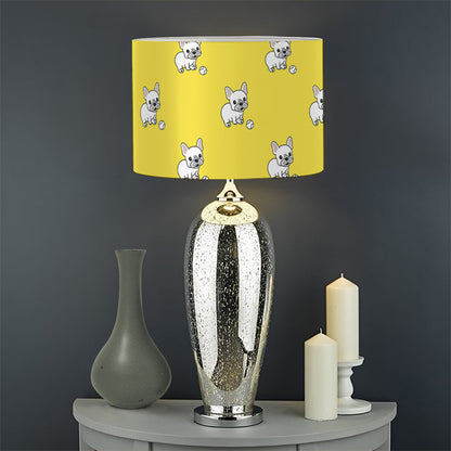 French Bulldog Puppy With Baseball Print Drum Lamp Shade