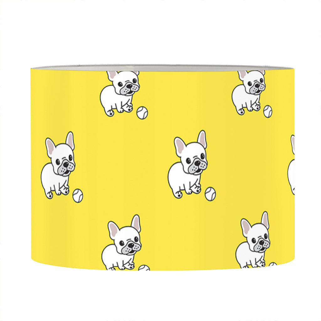 French Bulldog Puppy With Baseball Print Drum Lamp Shade