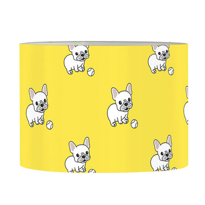 French Bulldog Puppy With Baseball Print Drum Lamp Shade