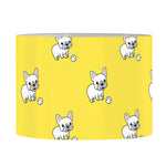 French Bulldog Puppy With Baseball Print Drum Lamp Shade