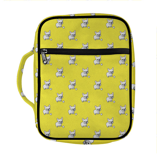 French Bulldog Puppy With Baseball Print Front Pocket Bible Bag