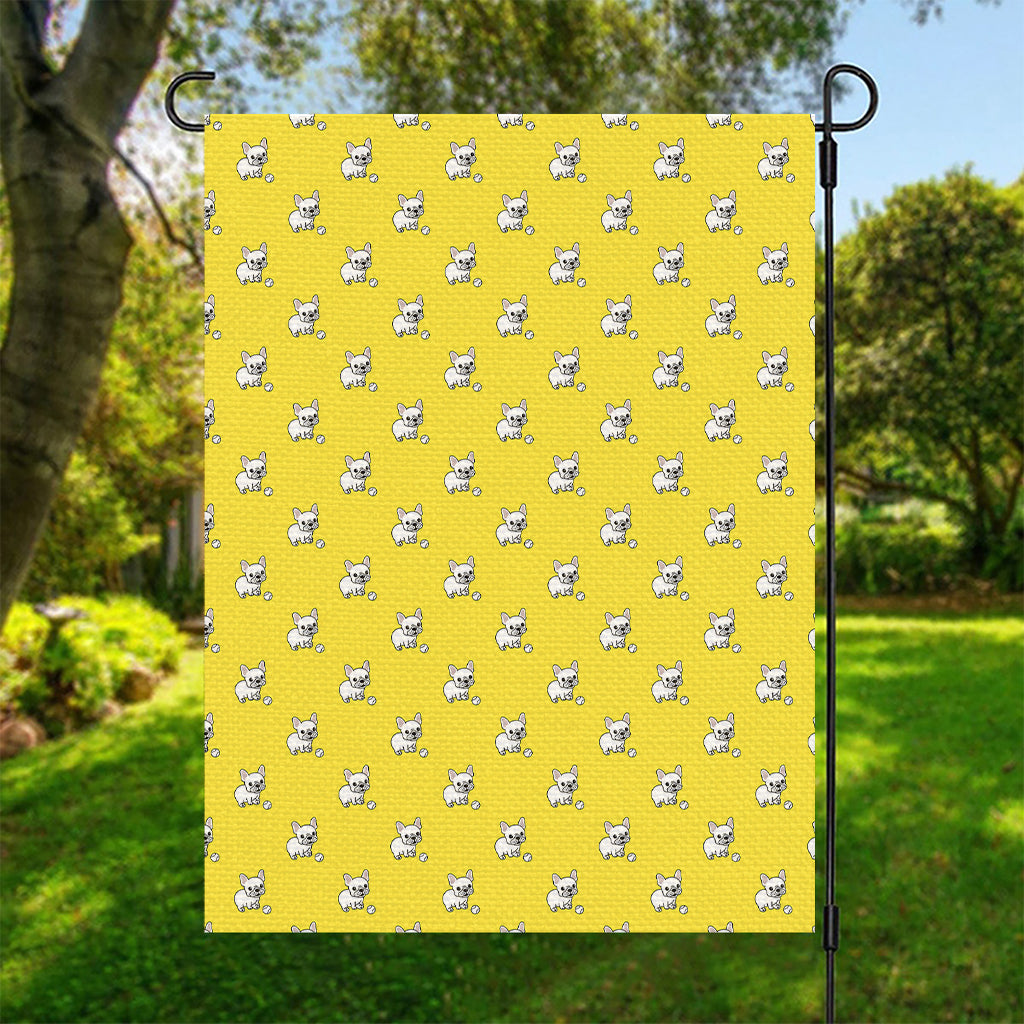 French Bulldog Puppy With Baseball Print Garden Flag
