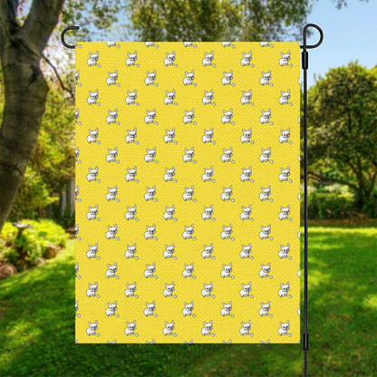 French Bulldog Puppy With Baseball Print Garden Flag
