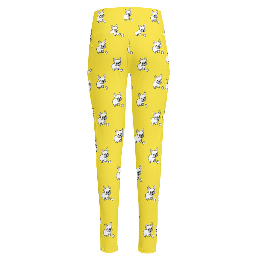 French Bulldog Puppy With Baseball Print High-Waisted Pocket Leggings