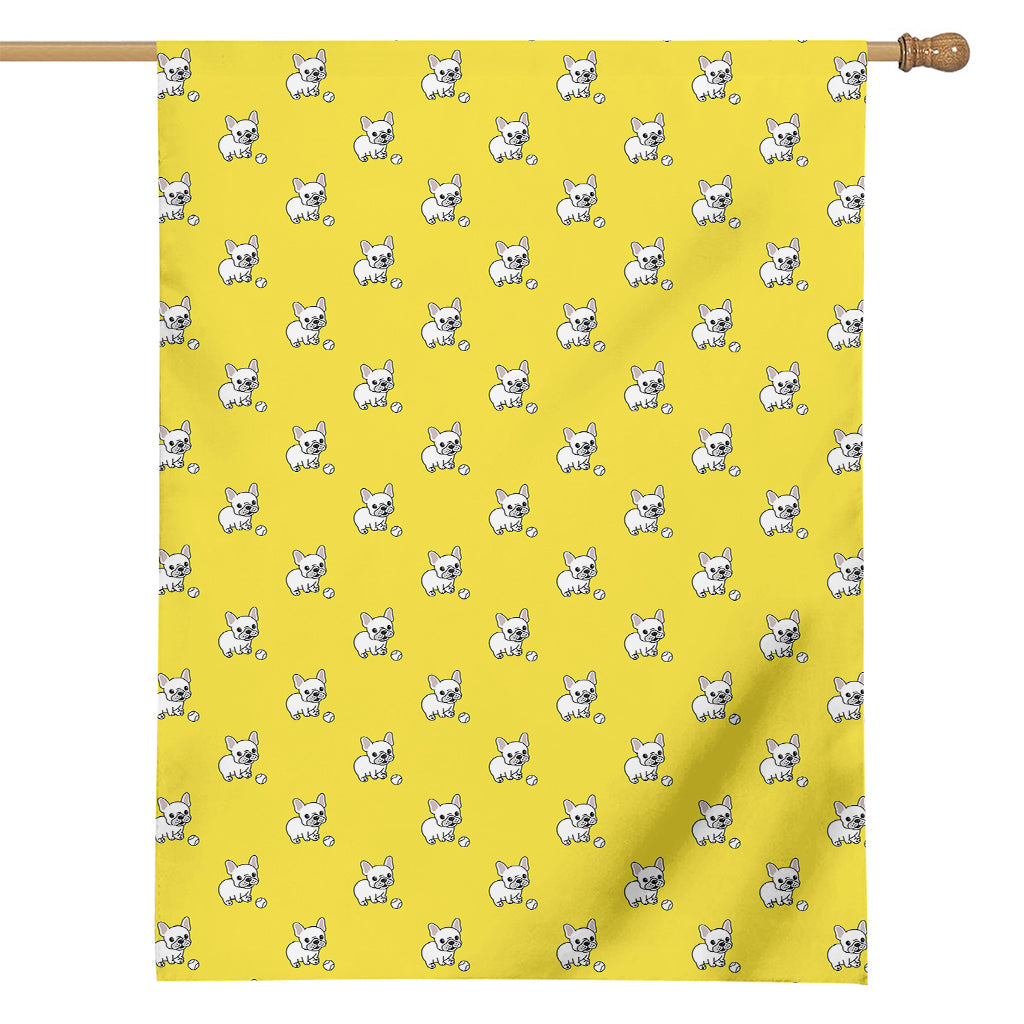 French Bulldog Puppy With Baseball Print House Flag