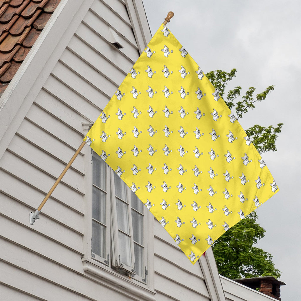 French Bulldog Puppy With Baseball Print House Flag