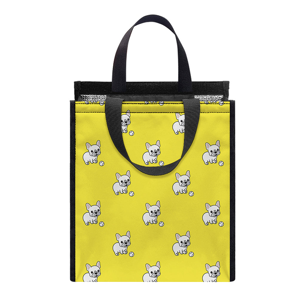French Bulldog Puppy With Baseball Print Insulated Lunch Tote