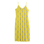 French Bulldog Puppy With Baseball Print Jersey Midi Cami Dress