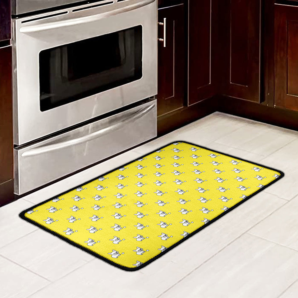 French Bulldog Puppy With Baseball Print Kitchen Mat