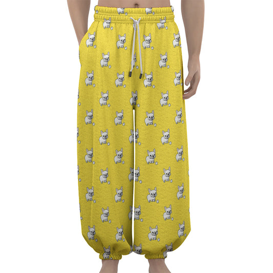French Bulldog Puppy With Baseball Print Lantern Pants