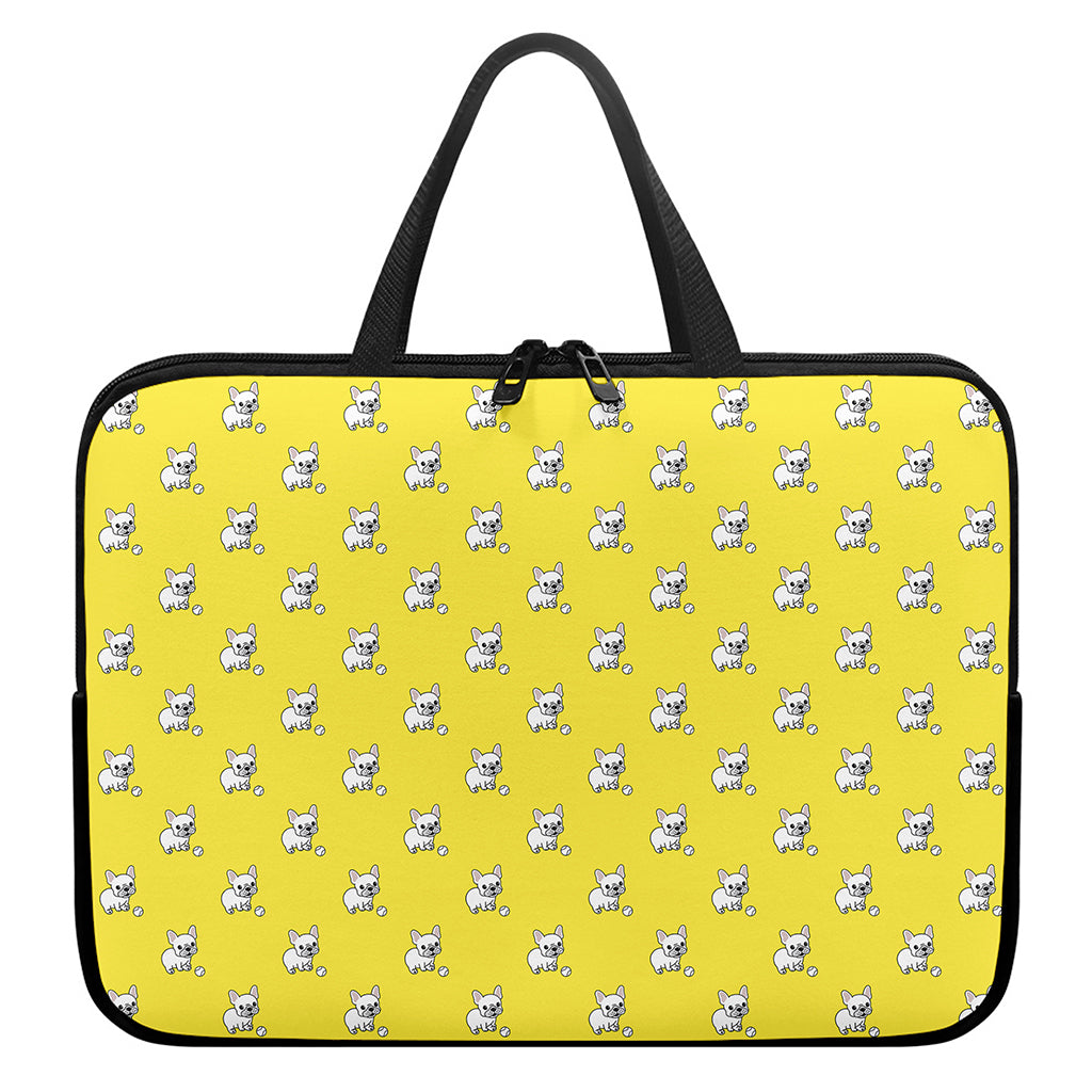 French Bulldog Puppy With Baseball Print Laptop Sleeve With Handle