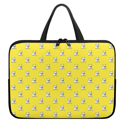 French Bulldog Puppy With Baseball Print Laptop Sleeve With Handle
