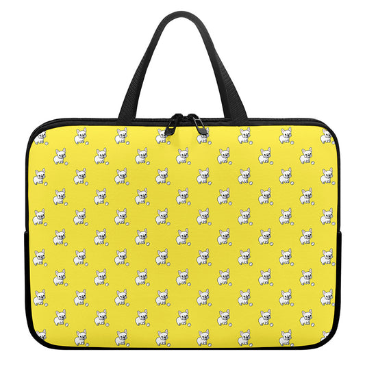 French Bulldog Puppy With Baseball Print Laptop Sleeve With Handle
