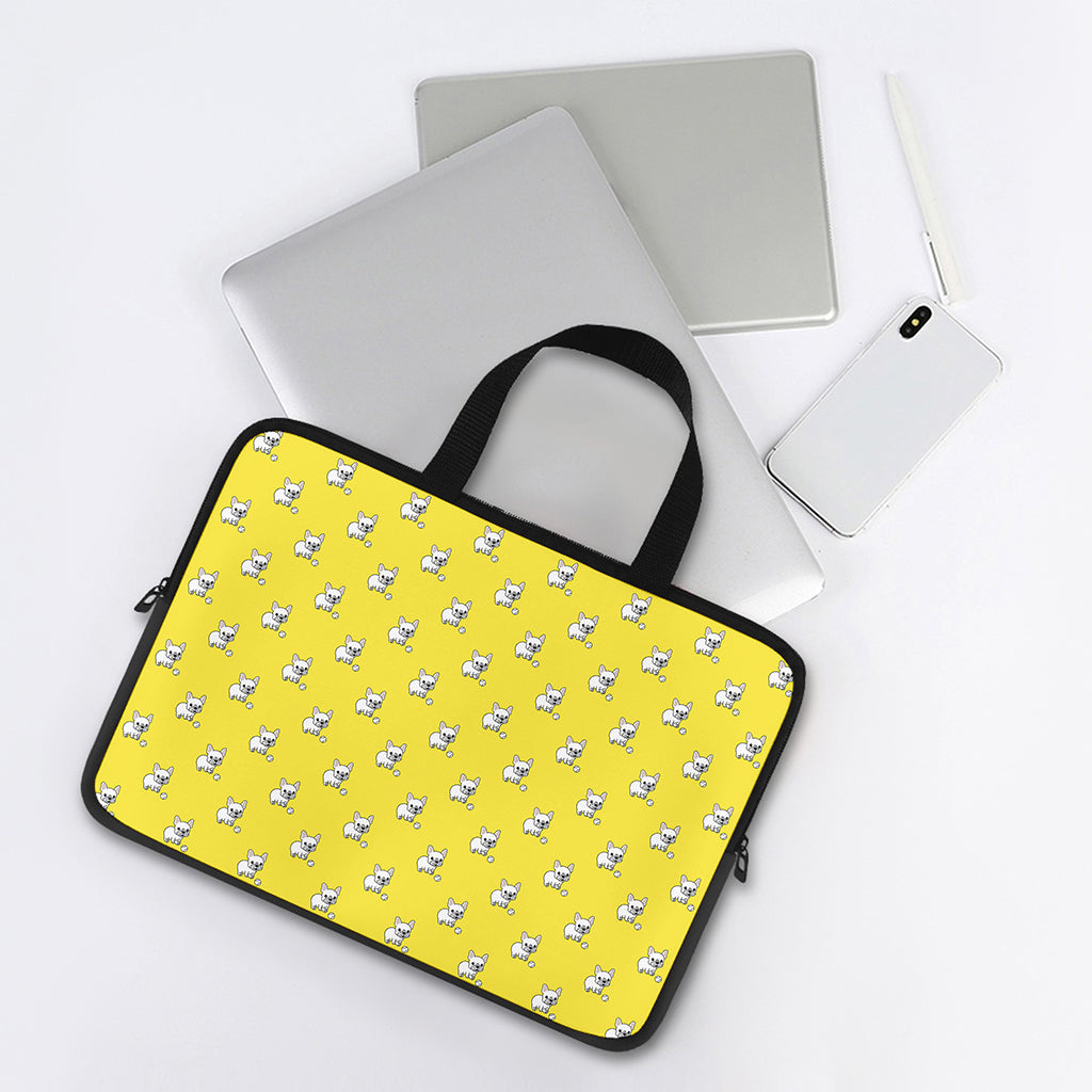 French Bulldog Puppy With Baseball Print Laptop Sleeve With Handle