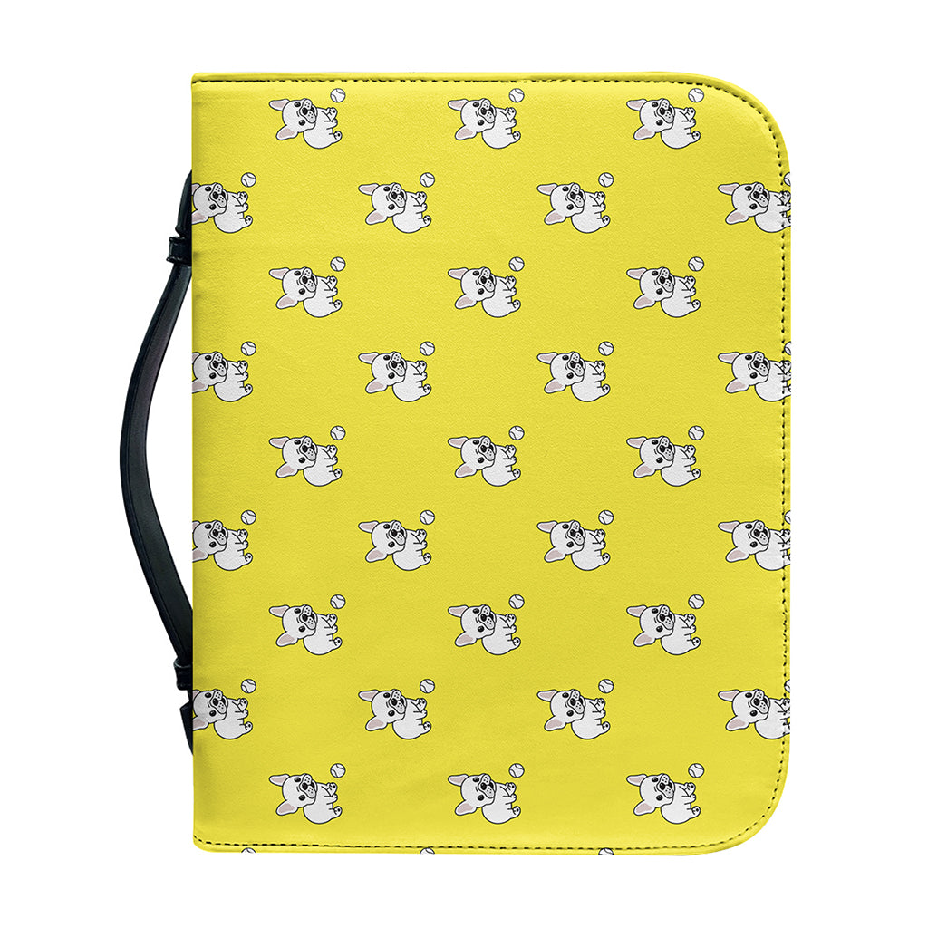 French Bulldog Puppy With Baseball Print Leather Bible Cover