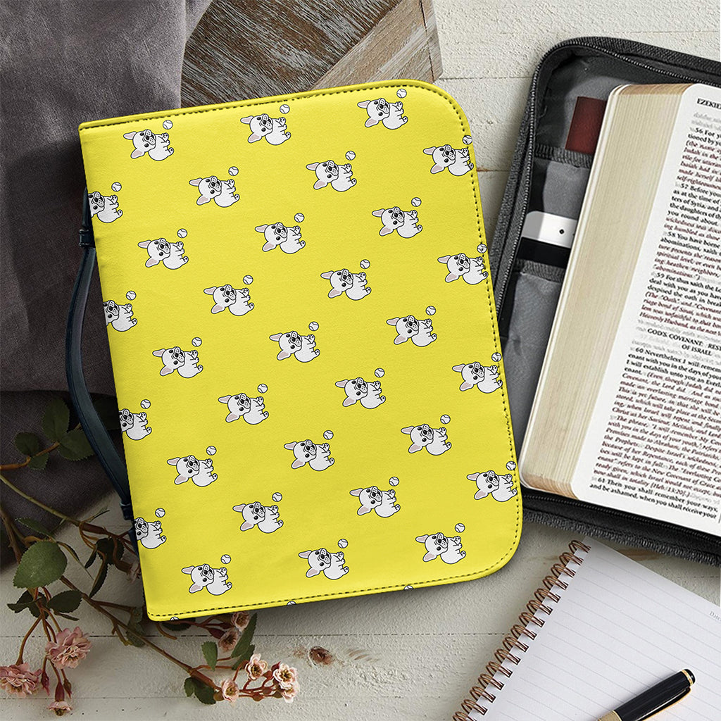 French Bulldog Puppy With Baseball Print Leather Bible Cover