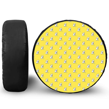 French Bulldog Puppy With Baseball Print Leather Spare Tire Cover