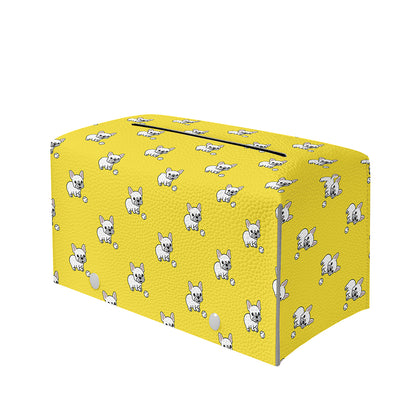 French Bulldog Puppy With Baseball Print Leather Tissue Box Cover