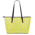 French Bulldog Puppy With Baseball Print Leather Tote Bag