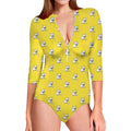 French Bulldog Puppy With Baseball Print Long Sleeve Swimsuit