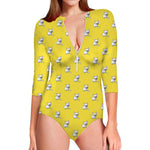 French Bulldog Puppy With Baseball Print Long Sleeve Swimsuit