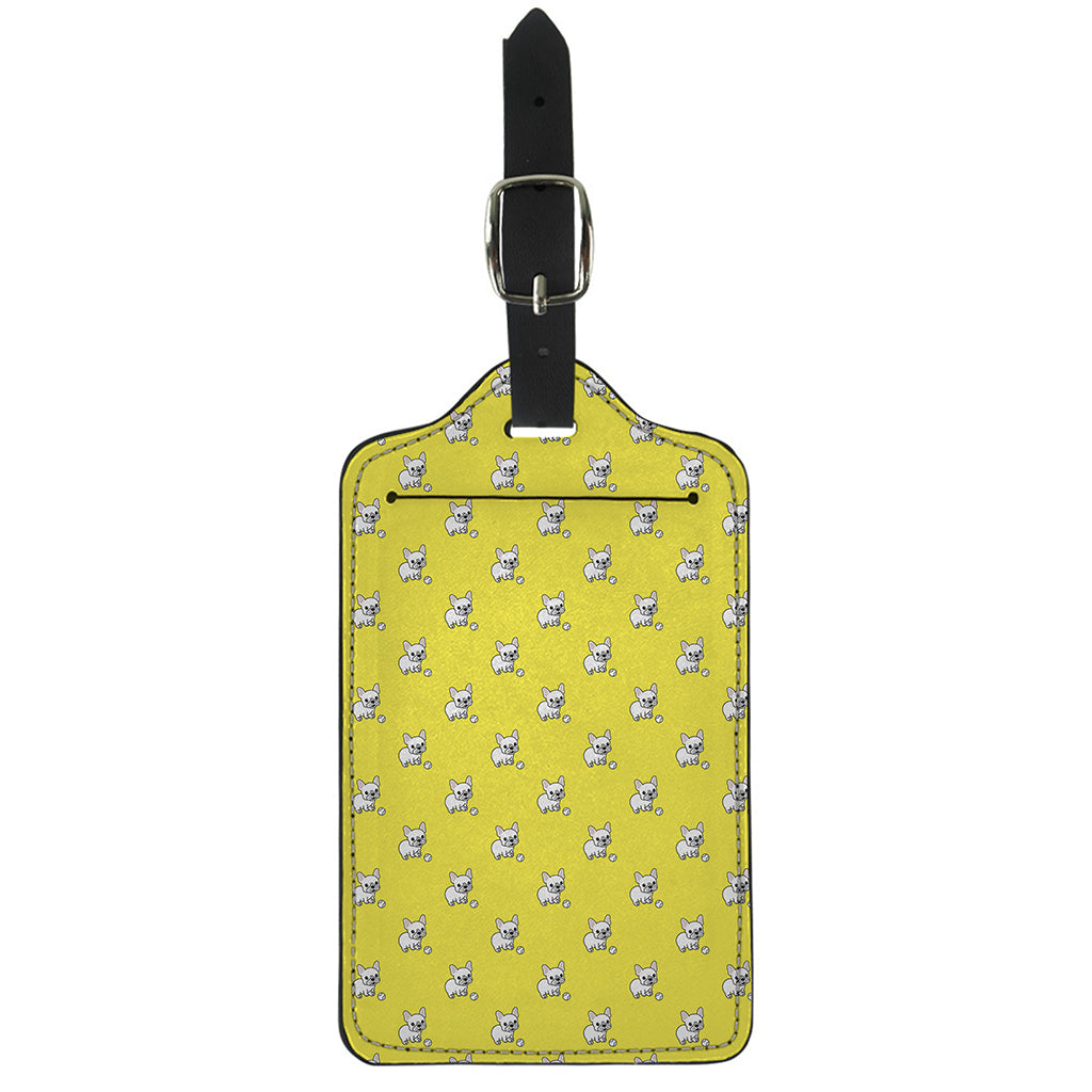 French Bulldog Puppy With Baseball Print Luggage Tag